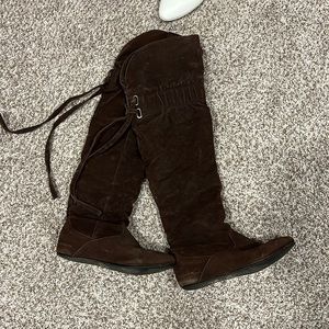 Brown suede thigh high boots size 6 1/2